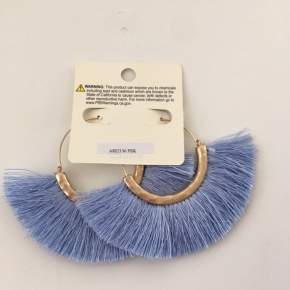 🛍 Perwinkle Tassel Earrings - Picture 3 of 4